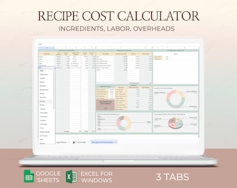 Cake Pricing Calculator Recipe Costing Template Baking Ingredient Formula Excel Google Sheets Food Business Tracker Bakery Cost Management