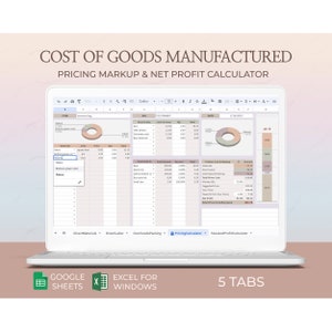 Product Cost Calculator Pricing Template Excel COGS COGM Price Sheet Markup Strategy Google Sheets Costing Spreadsheet for Small Business