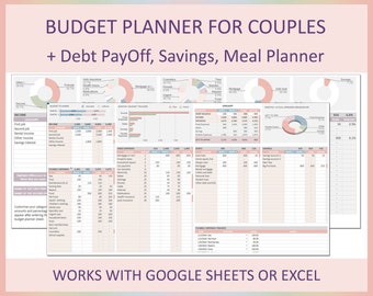 Budget für Paare Tabelle Monatsplaner Vorlage Google Sheets Excel Budget Familienbudget Personal Organizer Digitaler Download