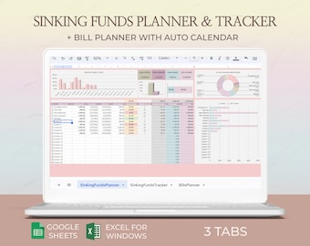 Excel sinking funds tracker, Savings planner spreadsheet, Sinking funds planner, Savings tracker, Savings template, Google sheets, Digital