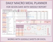 Macro meal planner spreadsheet, Excel meal planner, Macro diet meal planner, Calorie tracker, Fitness meal planner, Google sheets, Editable