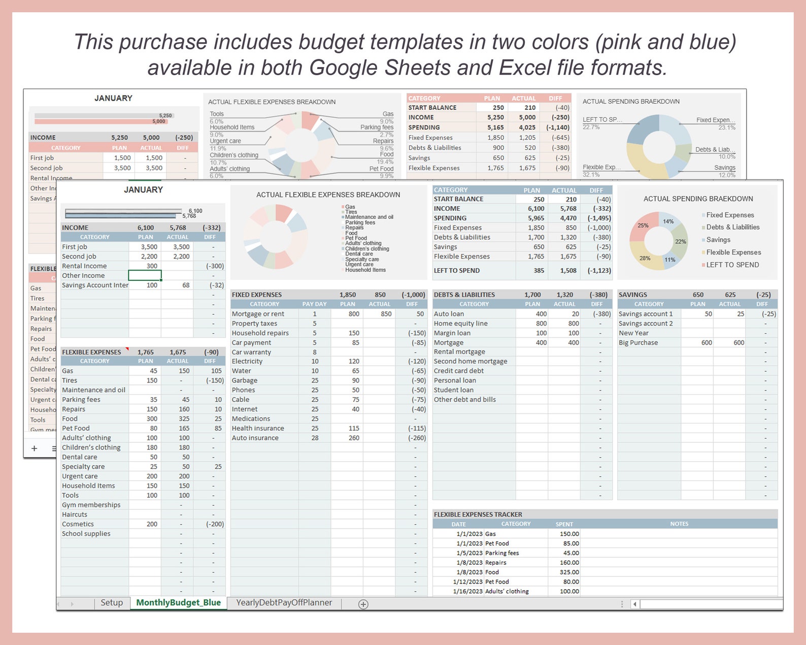 Monthly Budget Template, Budget Planner, Budget Spreadsheet, Bill ...