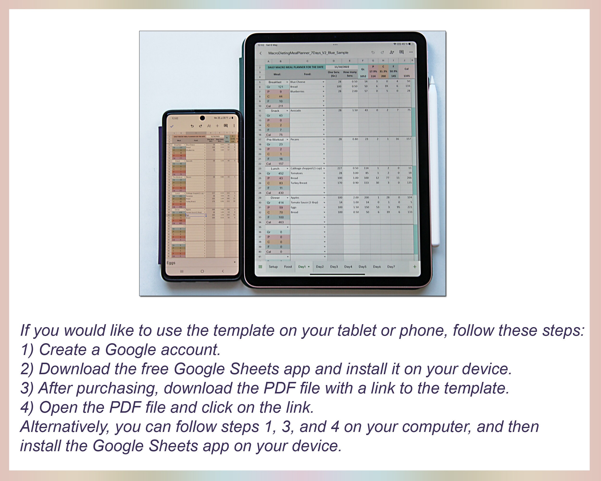 Macro Meal Planner, Macro Diet Planner, Macro Counter Meal Planner