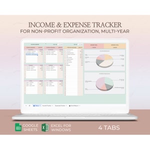 Finance tracker for Non-Profit Organization, Income, Expense, Bookkeeping, Accounting, Spending tracker, Money tracker, Google sheets, Excel