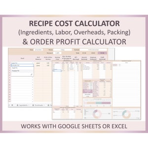 Recipe Cost Calculator Excel Template Order Profit Formula Baking Price Food Ingredient Costing Google Sheets Tracker Small Food Business