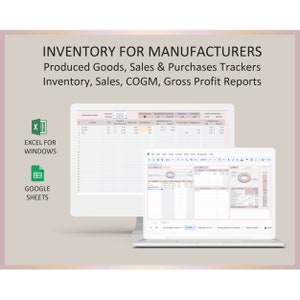 Feuille de calcul d&#39;inventaire Modèle Excel Google Sheets Suivi des ventes du fabricant Gestion des stocks Stock de sécurité des entrepôts Outil de journal d&#39;inventaire