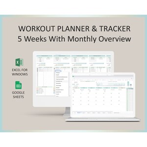 Weekly Workout Schedule Google Sheets Planner Gym Routine Daily Training Organizer Monthly Fitness Calendar Editable Spreadsheet Digital