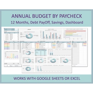 Budget by Paycheck Monthly Planner Template Excel Google Sheets Annual Organizer Yearly Budget Spreadsheet Personal Finance Bill Tracker