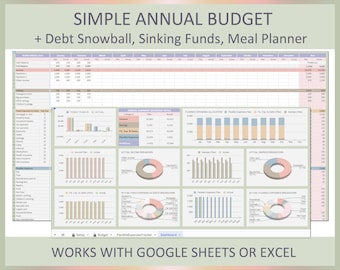 Annual Budget Template Simple Yearly Spreadsheet Household Planner Google Sheets Excel Personal Finance Organizer Budget Worksheet Download