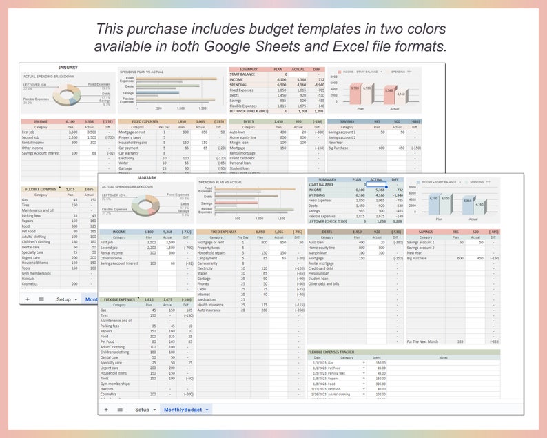 Excel Zero Based Budget Monthly Template Google Sheets Detailed Planner ...
