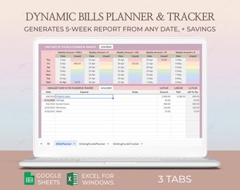 Monthly Bill Tracker, Budget Expense, Multi year Finance Template, Bills Checklist Excel,Bill Payment Calendar, Bills Tracker Google Sheets