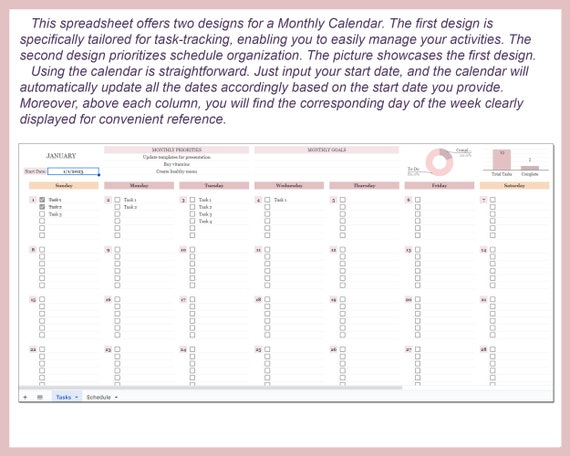 Monthly Planner, Monthly Calendar Excel, Monthly Calendar Template, Google  Sheets Monthly Calendar, Planner Google Sheets, Schedule Template - Etsy  Israel