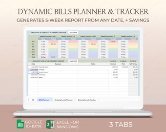 Excel Bill Payment Calendar, Google Sheets, Automated Monthly Bill Tracker, Budget Expense, Finance Template, Bills Checklist, Annual