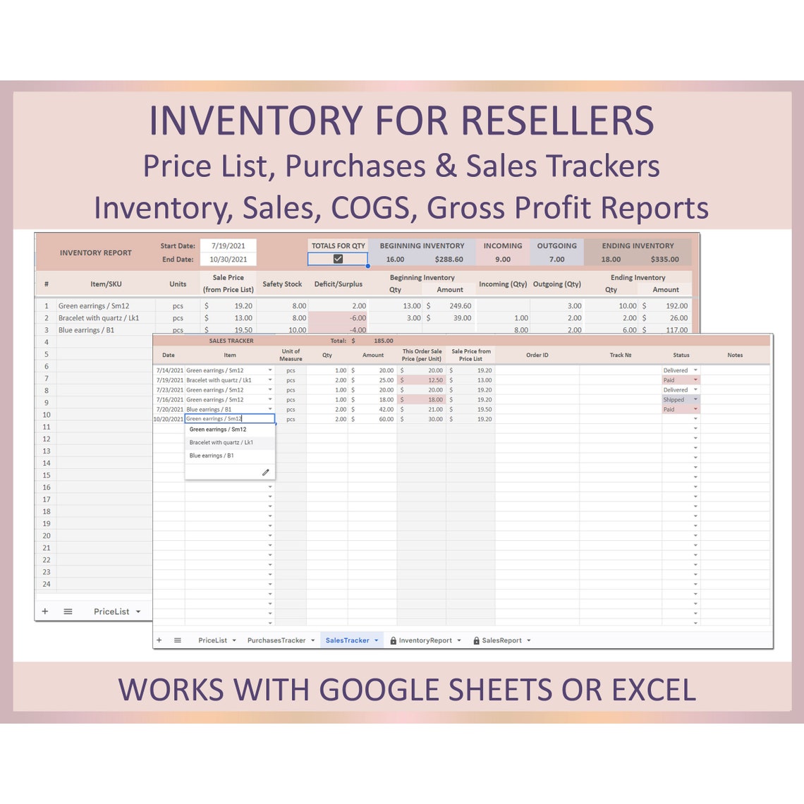 Inventory Management Spreadsheet Excel Google Sheet Resellers Inventory ...