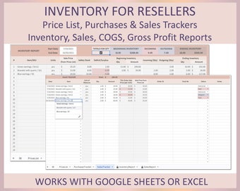 Inventory Management Spreadsheet Excel Google Sheet Resellers Inventory Tracking System Stock Levels Safety Stock Merchandise Inventory Cost