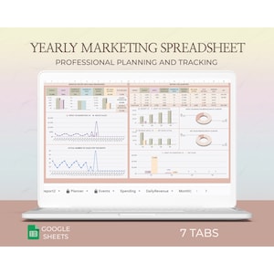 Marketing Budget Planner Google Sheet for ROI Tracking, Digital Campaign Planning, Advertising Strategy, and Content Calendar Excel