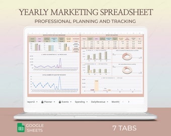 Marketing Budget Planner Google Sheet for ROI Tracking, Digital Campaign Planning, Advertising Strategy, and Content Calendar Excel