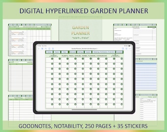 Digital Garden Planner Journal Plants Log Watering Schedule Soil Plan Seeds Tracker Template Goodnotes iPad Planner Garden Care Organizer