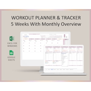 Weekly Workout Planner Google Sheet Monthly Gym Calendar Exercise Schedule Spreadsheet Fitness Routine Organizer Training Log Excel Template