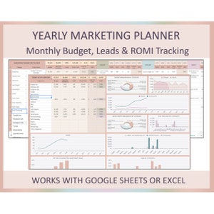 Content Marketing Strategy Excel Planner Advertising Calendar Budget ROI Tracker for Digital Marketing Leads and Investment Insights