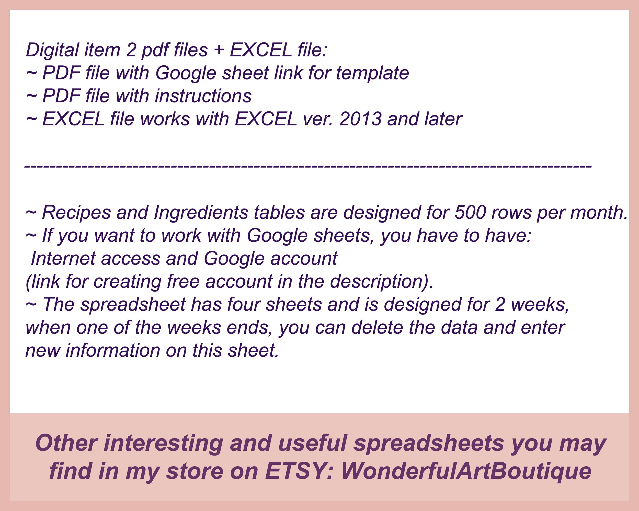 Digital meal planner Grocery list Meal planner excel Meal | Etsy