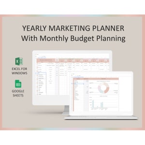 Marketing Budget Planner Marketing Calendar Content Social Marketing Plan Strategy Spreadsheet Marketing Google Sheets Excel Digital Layout