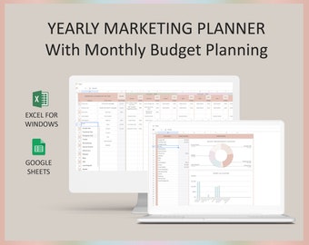 Marketing Budget Planner Marketing Calendar Content Social Marketing Plan Strategy Spreadsheet Marketing Google Sheets Excel Digital Layout