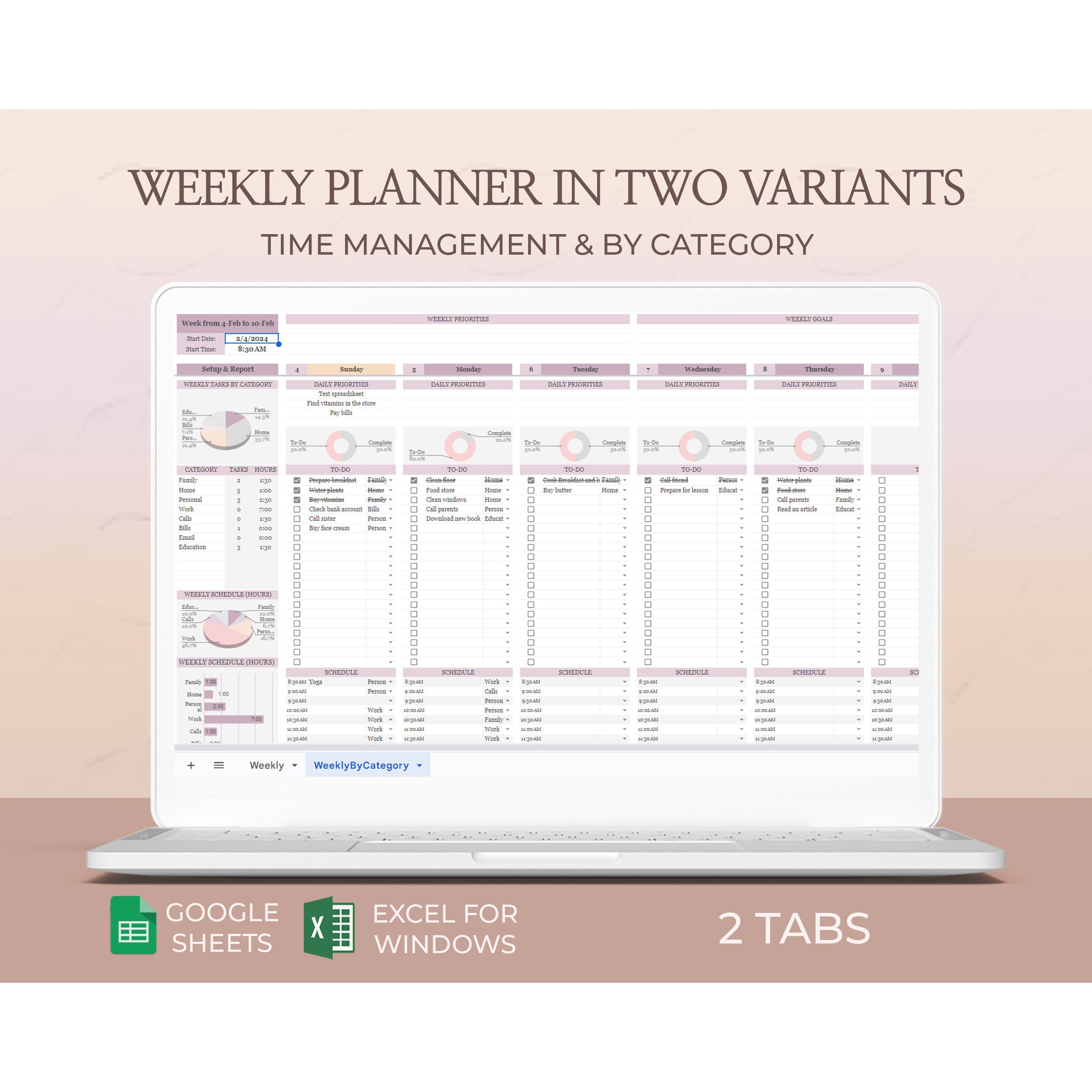 Weekly Planner Sheet, Time Management, Weekly Schedule, Weekly to Do ...