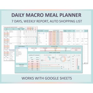 Macro Meal Planner Spreadsheet Calorie Tracker Healthy Lifestyle Template Fitness Diet Planning Google Sheets for Daily Nutrition Management