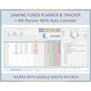 Savings Planner Spreadsheet Sinking Funds Tracker Template Digital Budget Organizer Excel Google Sheets Log for Financial Goal Planning
