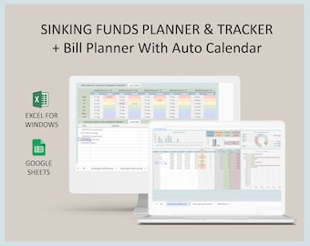 Savings planner spreadsheet, Digital sinking funds tracker, Sinking funds planner, Savings tracker, Savings template, Google sheets, Excel