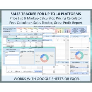 Sales tracker, Sales tracking app, Sales tracking spreadsheet, Product costing template, Multi Platform sales tracker, Excel, Google sheets