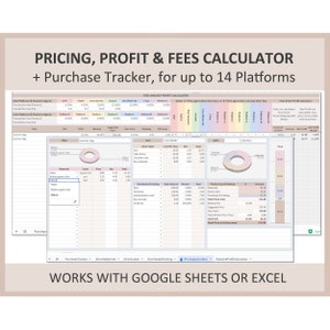 Pricing calculator, Product cost calculator, Costing template, Price calculator, Markup, Purchase tracker,Product costing Excel,Google sheet