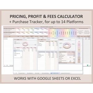 Pricing calculator, Product cost calculator, Costing template, Price calculator, Markup, Purchase tracker,Product costing Excel,Google sheet