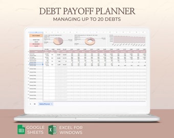 Excel Debt payoff planner, Debt payoff calculator, Debt planner spreadsheet, Debt tracker, Credit card payoff, Get out of debt, Google sheet
