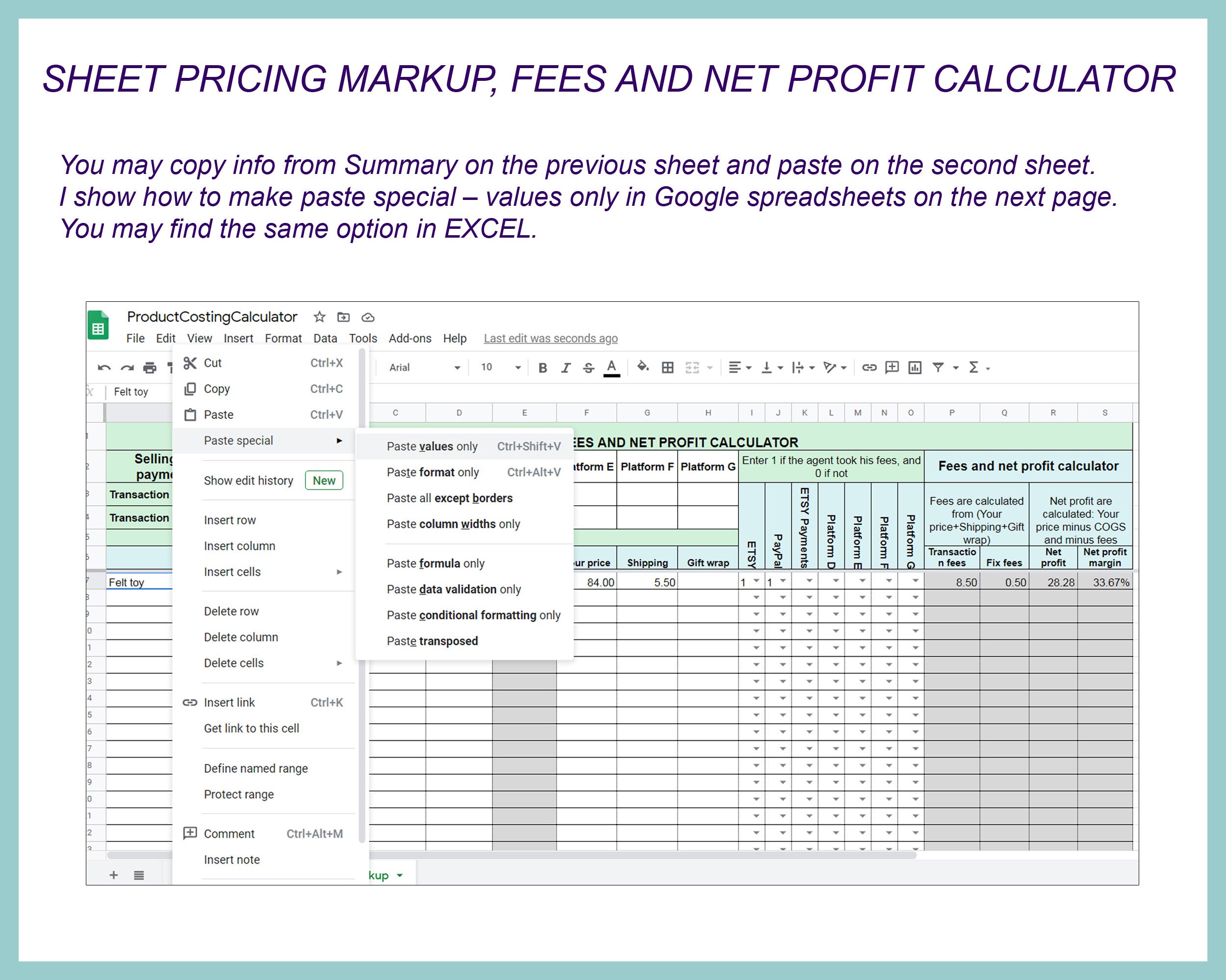 Costing Template Excel