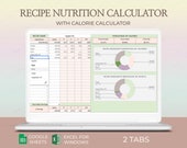 Recipe Calories Calculator Google Sheets Nutrition Counter Meal Calorie Tracker Recipe Analyzer Digital Food Planning Template for Cooking