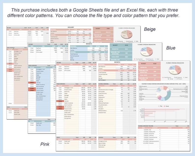 Yearly Budget Template Monthly Planner Excel Spreadsheet Personal ...