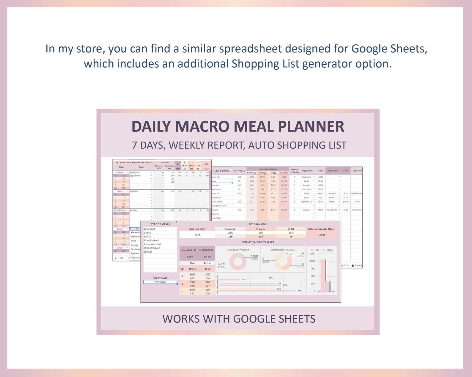 Macro Meal Planner, Macro Diet Planner, Macro Counter Meal Planner ...