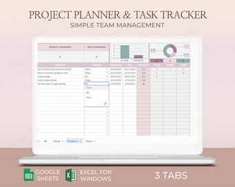 Teams Project management excel, Task management, Project planner spreadsheet, Team management, Team task management, Google sheets, Excel