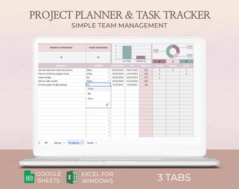 Teams Project management excel, Task management, Project planner spreadsheet, Team management, Team task management, Google sheets, Excel