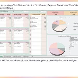 Income and Expense Tracker For Non-Profit Organization, Bookkeeping, Accounting, Spending tracker, Business tracker, Google sheets, Excel image 6