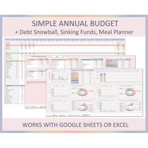 Simple Yearly Budget Spreadsheet Annual Template Household Planner Excel Personal Finance Tracker Google Sheets Budget Digital File