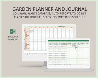 Excel Garden Planner Plant Care Worksheet Watering Schedule Flowers Seeds Log Soil Plan Plants Journal Spreadsheet Template Undated Tool