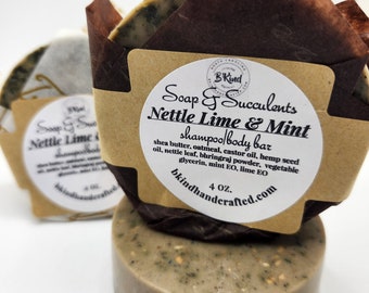 Nettle Shampoo, Lime & Mint Shampoo Bar, Bhringraj Shampoo, Organic Nettle Leaf, Promotes Hair Growth