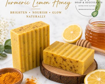 Turmeric Lemon Honey Soap | Brightening Soap Bar | Natural Skincare | Handmade Face & Body Soap | Moisturizing Self Care Gift