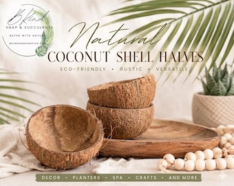 Coconut Shell Halves – Natural Rustic Bowls for Crafts, Decor, Plants & DIY Projects