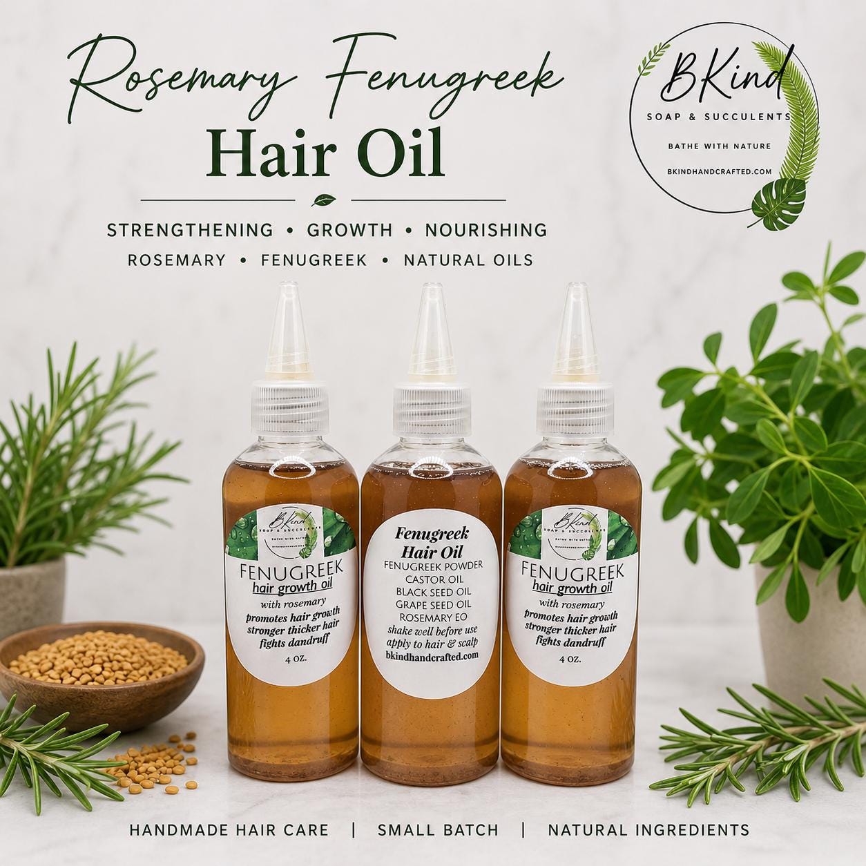Rosemary Fenugreek Hair Growth Oil, Scalp Serum (4 oz)