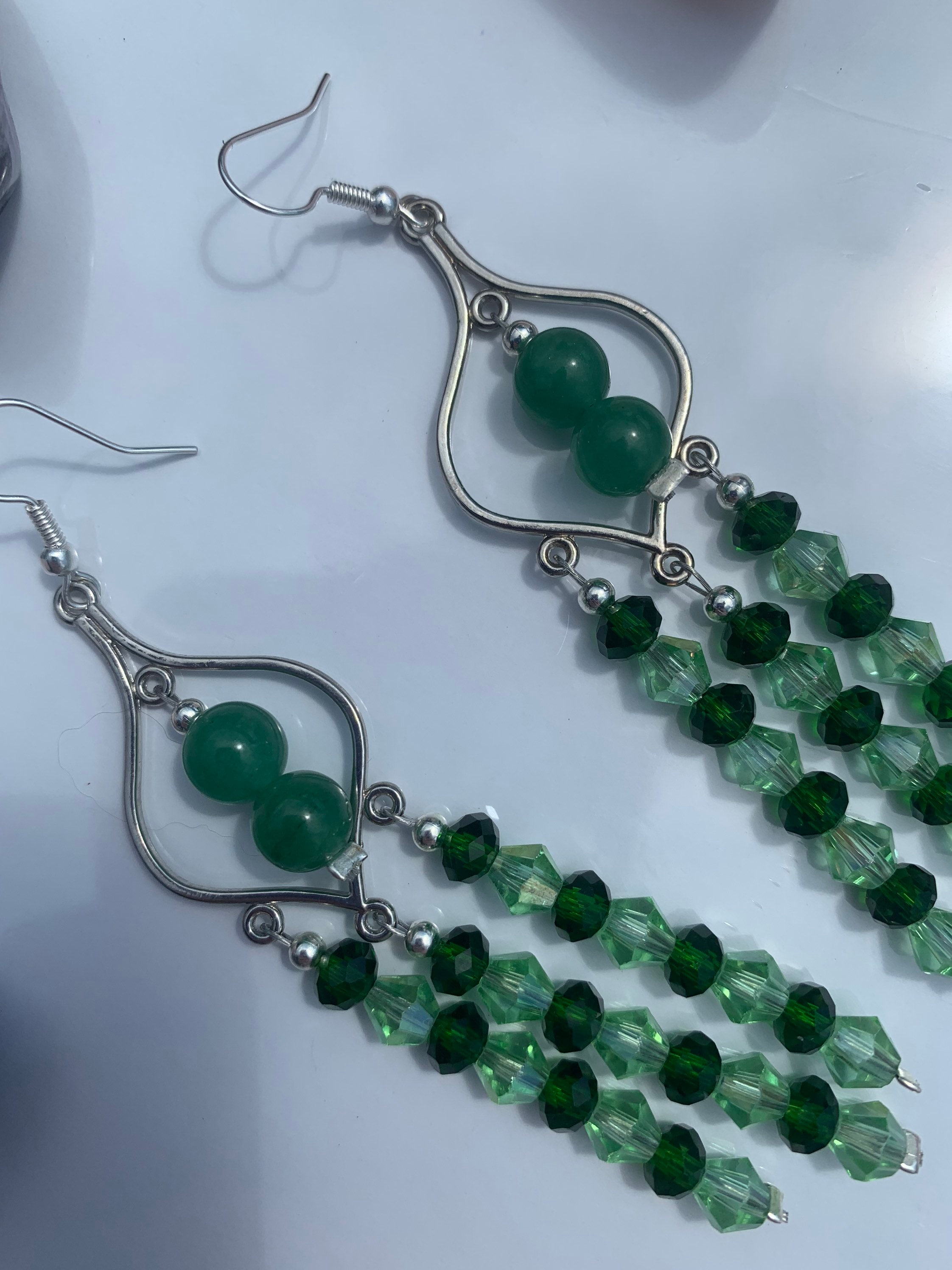 Howlite Crystal Silver Chandelier Statement Dangling Earrings Handmade Earrings Gift for Witch Hippie Jewelry Stone Earrings