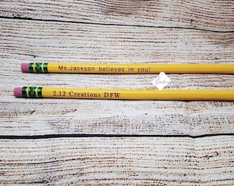 Personlized Unsharpened Engraved Yellow Ticonderoga Pencils| Custom Pencil Bags